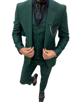 China 2022 Anti-Wrinkle Green Slim Fit Men Suits 3 Pieces Wedding Prom Blazer Groom Terno Masculino Tuxedos Costume Homme for sale