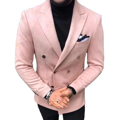 China Anti-wrinkle Rose Velvet Double Breasted Blazer And Pants Black Men Suit For Men Terno Masculino 2PCS Groom Tuxedos Business Suit Men for sale