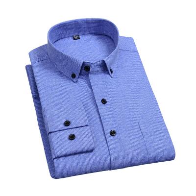 China QUICK DRY Long Sleeve Men's Business Casual Shirts Stretch Bamboo Fiber Plaid Shirts for sale