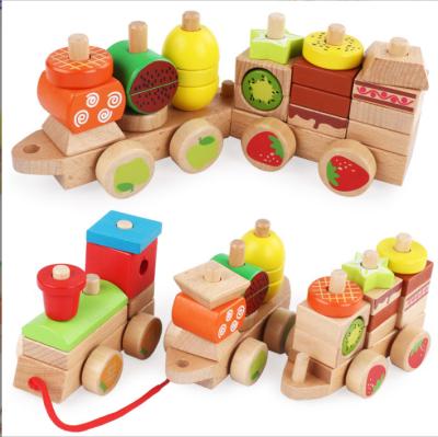 China Beech Wood Children Gift Train Toy Montessori Toys Early Educational Wooden Toys For Children Toddlers Wooden Train Set for sale