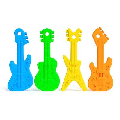 China Non-Toxic Baby Teething Toys, Cartoon Guitar Teether Toys for Baby Infants, Silicone Chew Toy for Babies for sale