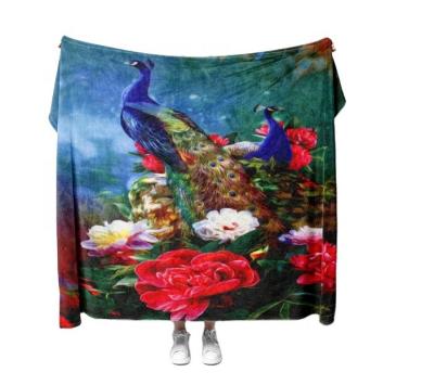 China Reversible Anti-Static Peacock Fuzzy Warm Microfiber Thermal Super Soft Blanket for Autumn Winter for sale