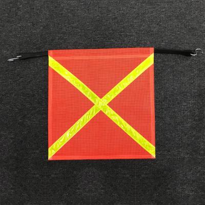 China Oversized SAFETY Hanging Vehicle Yellow/Red Flag with Reflective Yellow Cross Flag and RUBBER STRIPS for TRUCK for sale