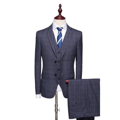 China High Quality Custom Made Plus Size Cloth 3pcs Suit Jacket And Pants Men Invest Casual Men'S Suits New Plaid Young Men'S Suits for sale