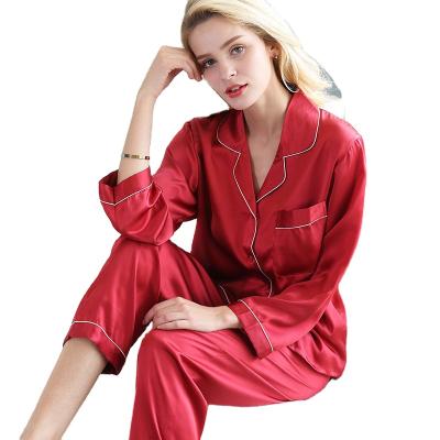 China QUICK DRY pure silk pajamas lounge wear nightwear pajamas for women sleepwear loungewear loose pajamas silk sleepwear for sale