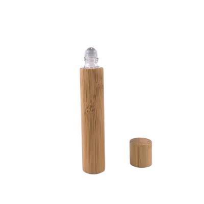 China Non Spill Bamboo Cosmetic Packaging 10ml Bottle With Lids Accept Logo Printing Roll-on Bottle for sale