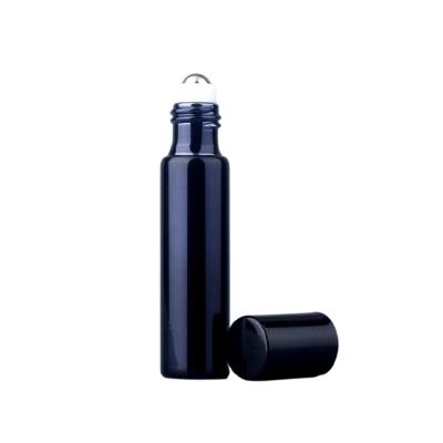 China Non spill high quality 10ml roll-on sleeve black aluminum bottles with stainless steel trackballs for sale