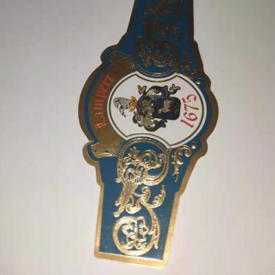China Luxury Gold Top Quality Biodegradable Custom Printed Cigar Hot Stamping Label Embossed Logo Cigar Band Ring for sale