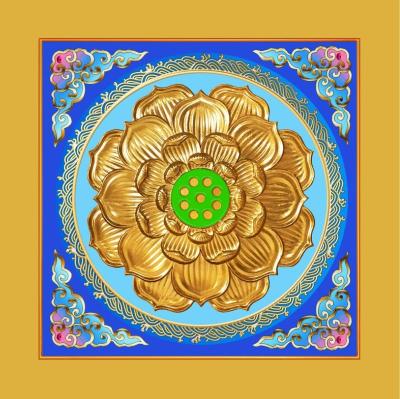 China Artistic Ceilings Antique Building Ceiling Smallpox Temple Buddha Hall Relief Aluminum Alloy Lotus Loop Dish for sale