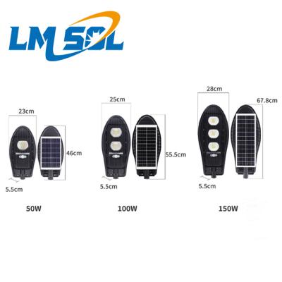 China LMSOL 2021 Road/Yard/Plaza/Park/Community Solar Street Light All In One 50 100 150 200 Watt Ourdoor Waterproof Solar Street Led Light for sale