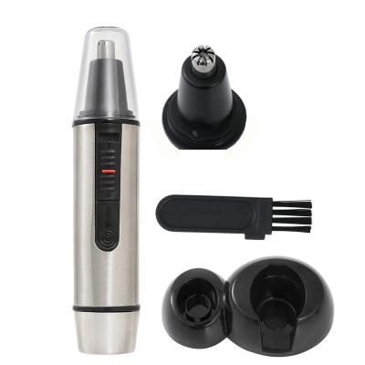 China Nose Hair Trimmer 2 in 1 Stainless Steel Men Nose and Ear Hair Trimmer Facial Hair Trimmer with LED Light Maker for sale