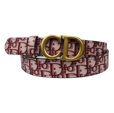 China Newest Designer High Quality High Quality CD Gold Buckle Women Custom Fashion Printed Genuine Leather Belt for sale