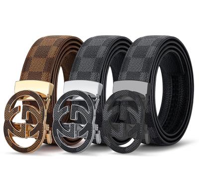 China Hot Selling Designer Comfortable Comfortable Double G Buckle Automatic Sliding Men Scare Skin Ratchet Genuine Leather Belt for sale