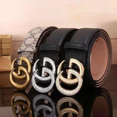 China Comfortable New Arrival Designer GG Gold Buckle Unisex Whip Stylish Printed Genuine Leather Belt for sale