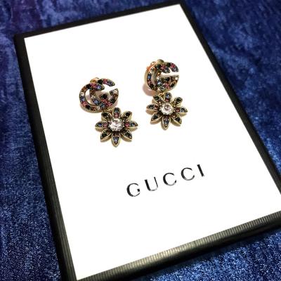 China Hot Sale GG Studs Earring Women Designer Zircon Flower Letters Brass Plated Earring Fashion Trendy Trendy Hot Gift for sale