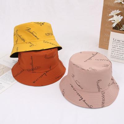 China High Quality Sun Protection Sun Protection Fashion Letter Printed Breathable Cotton Bucket Hat for sale