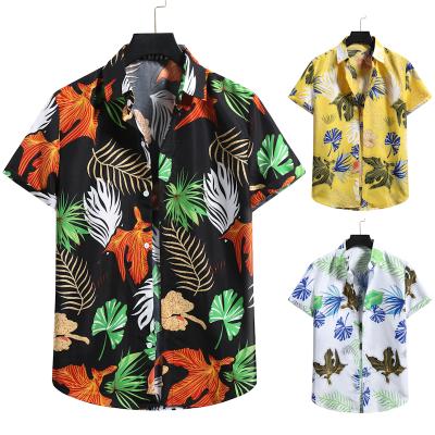 China Newest Breathable Men's Spring Summer Beach Flower Printed Hawaiian Short Sleeve Shirt Beach Wear Shirt for sale