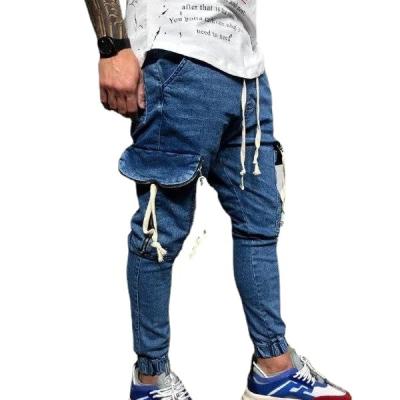 China 2021 hot QUICK DRY foreign trade men's denim fabric sports casual pants QUICK DRY style and machining jeans for sale