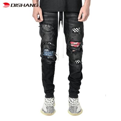 China Breathable Distress Ripped Mens Jeans Pants Slim Fit Mens Skinny Jeans Denim Zipper Fly Custom Wholesale Mens Jeans Pant for sale