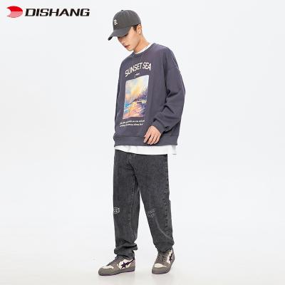 China Anti-pilling European and American fashion trend oil painting printing casual pullover sweater couples sweater for sale