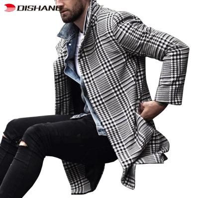 China Spring and Autumn Stain Fashion Plaid Lapel Single Breasted Breathable Long Coat For Men Long For Men Ditch Coat Men for sale