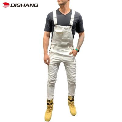 China 2022 New Fashion Men's Breathable Suspender Pants Slim Fit Overall Distressed Skinny Men's Denim Bibs for sale