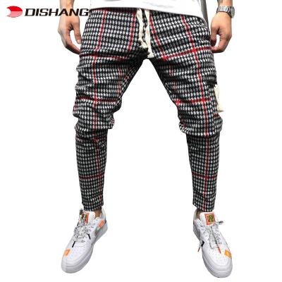 China Premium Breathable Urban Slim Fit Urban Wear Slim Fit Plaid Street Fashion Jogger Sporty Pants for sale