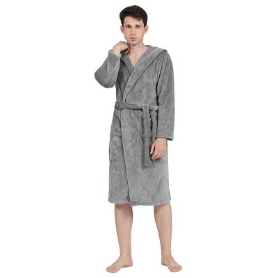 China Luxury Mens Designer Fleece Towel Bathrobe Hooded Lightweight Warm Long Sleeve Mens Spa Robe Thermal for sale