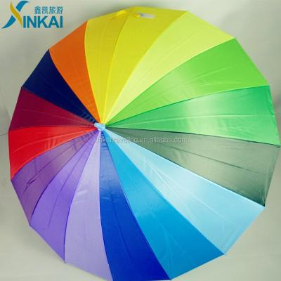 China Hanging 2017 fashionable rain and sun protection 24ribs promotional golf rainbow umbrella for sale