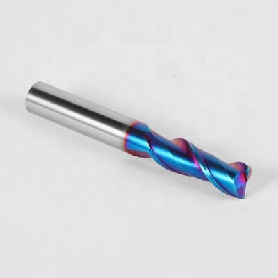 China CNC Machining Center HRC55/60/65 Blue Nano Coating Solid Carbide Cutting End Mill For Stainless Steel for sale