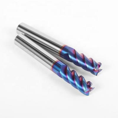 China Derleeci HRC 65 Degree CNC Machining Center Coating CNC Tungsten Alloy End Mill Steel Cutter for sale