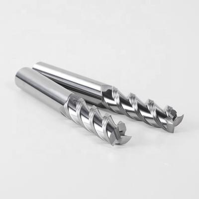 China CNC machining center Derleeci hrc55 degrees 3 flute tungsten steel alloy end mill for aluminum for sale