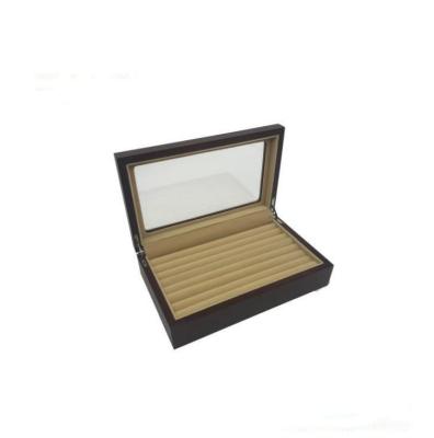 China Handmade New Design Wooden Ring Box High Glossy Lacquer Ring Box With Acrylic Window Wooden Jewelry Box for sale