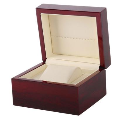 China Custom Black Simple Luxury Watch Box Single Logo Painting Wooden Watch Box Eco-friendly Packing Small Wooden Box Single for sale