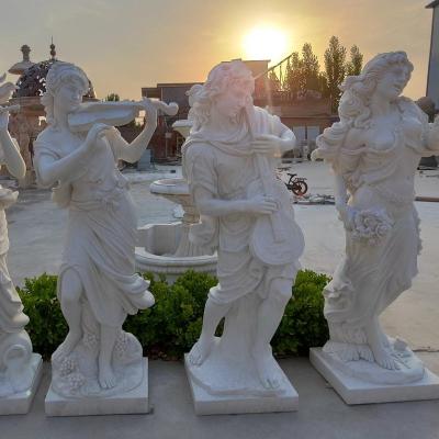 China Antique Hand Carving Art Sculpture White Marble Stone Ancient Greek Euterpe Sculpture For Garden Decor for sale