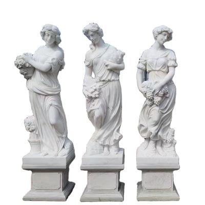 China Modern Decorative White Marble Garden Art Sculpture Sale Modern Decorative Marble Hand Carved Western Stone Greek Ladies Four Seasons Sculpture for sale