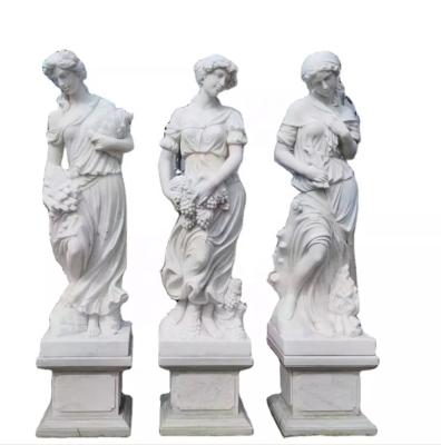 China Modern Decorative White Marble Garden Art Sculpture Sale Modern Decorative Marble Hand Carved Western Stone Greek Ladies Four Seasons Sculpture for sale