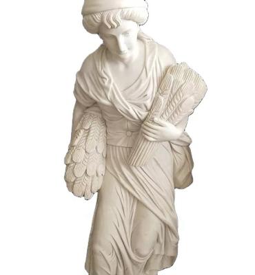 China Modern Garden Decorative Marble Hand Carved Art Sculpture White Western Stone Greek Ladies Four Seasons Sculpture for sale