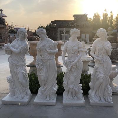 China Garden Art Sculpture White Stone Sale Modern Decorative Marble Greek Mythology Hand Carved Western Four-Season Ladies Sculpture for sale