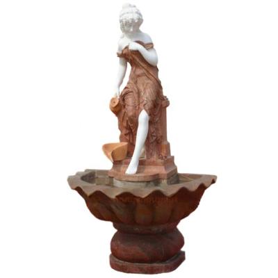 China Customized Hand-carved Modern Garden Stone Decoration Large Outdoor Marble Water Fountain With Lady Sculpture For Sale for sale