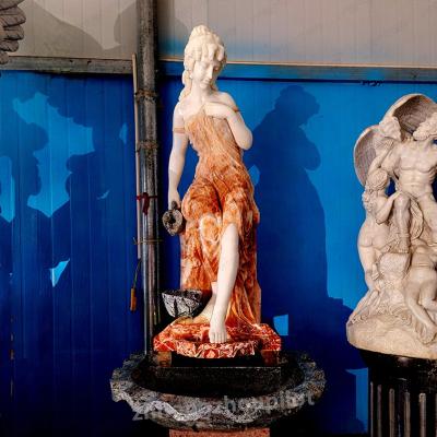 China Beautiful Modern Outdoor Marble Female Girl Statues Stone Water Fountain With Lady Statue for sale