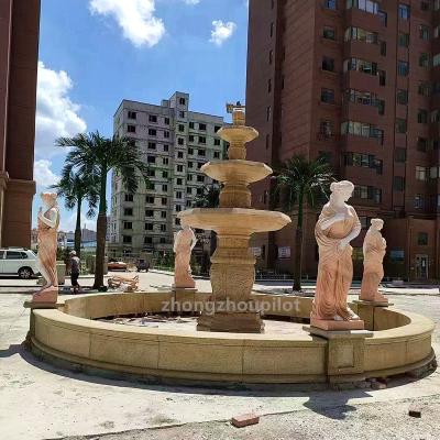 China Large Outdoor Marble Lady Woman Stone Modern Decor Garden Water Fountain Sculpture For Sale for sale