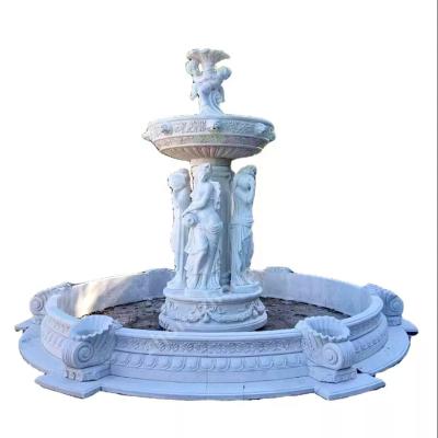 China Large Modern Stone Decor Outdoor Garden Water Fountain Lady Woman With Baby Marble Sculpture For Sale for sale