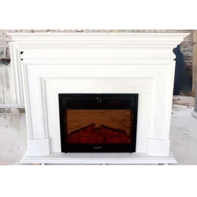 China Modern warm natural marble surround handmade carved fireplace mantel for sale