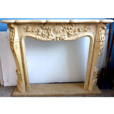 China Modern warm natural marble surround handmade carved fireplace mantel for sale