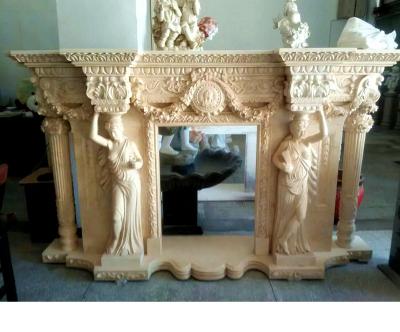 China Modern factory price of natural luxury marble fireplace surround handmade carved fireplace mantel for sale