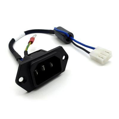 China OEM IEC Electronic Inlet C14 AC Power Harness With Crimp Housing Y Ring Terminals for sale