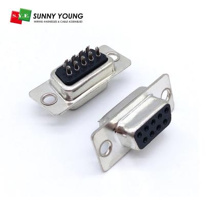 China Copper Alloy t=0.20mm DB9 9 Pin Solder Type Dsub Female Connector Double Row Straight Type D-Sub 9P Plug for sale