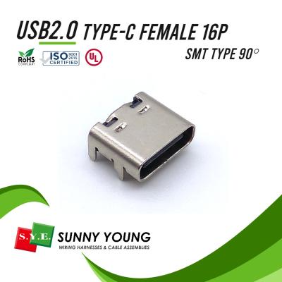 China Circuit: 16 USB 2.0 Type-C 28H Female Type 90 Degree Connector for sale