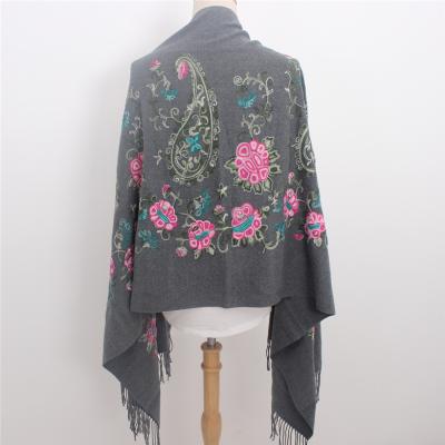 China Warm Embroidered Cashmere Shawl Scarf Women Hijab Tassel Scarf for sale